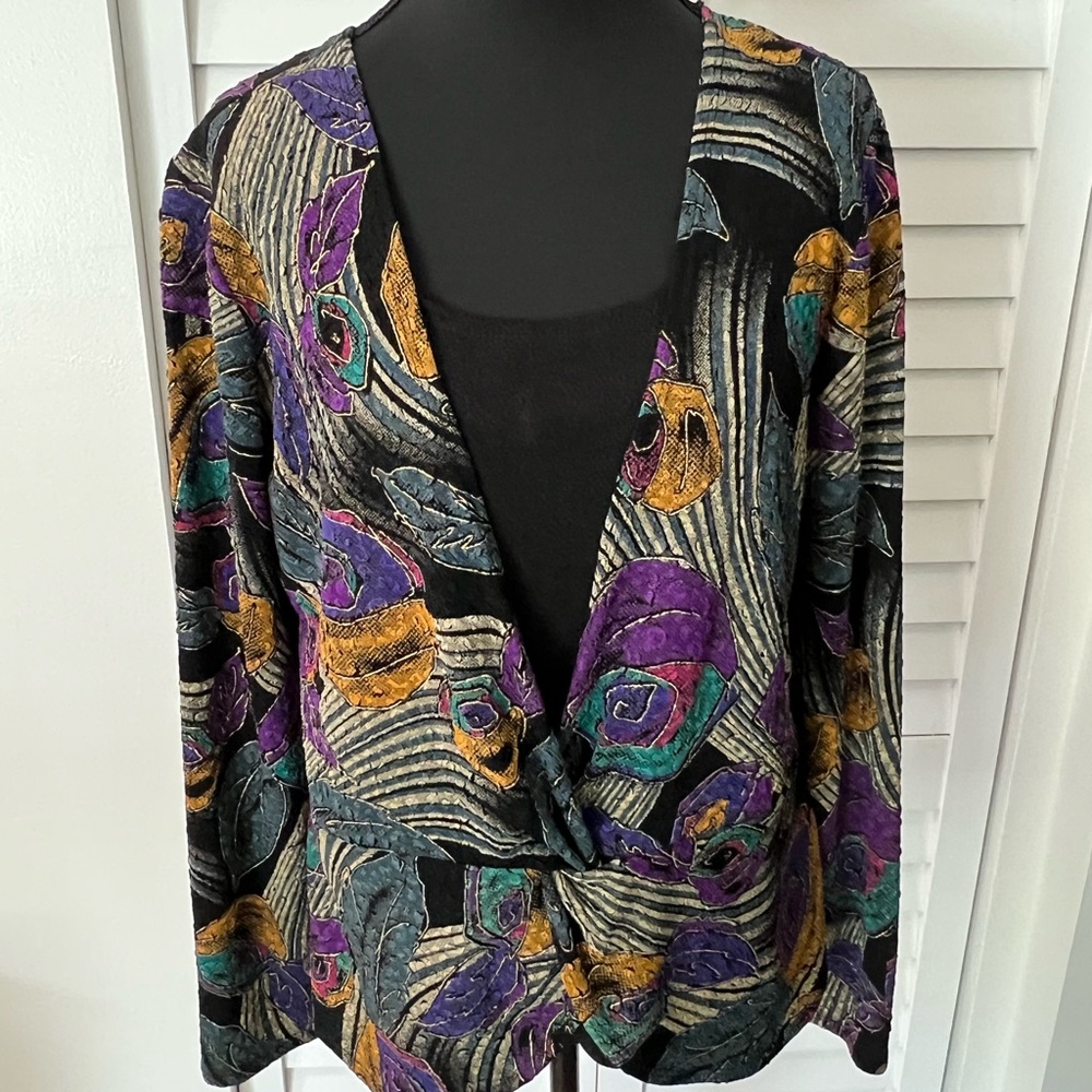 Briggs New York Women's Abstract Blazer - Purple, Blue, Gold